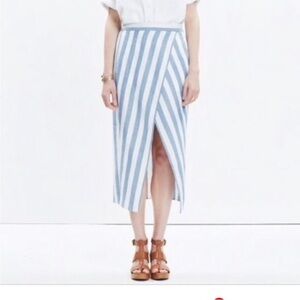 Madewell Striped Linen midi skirt